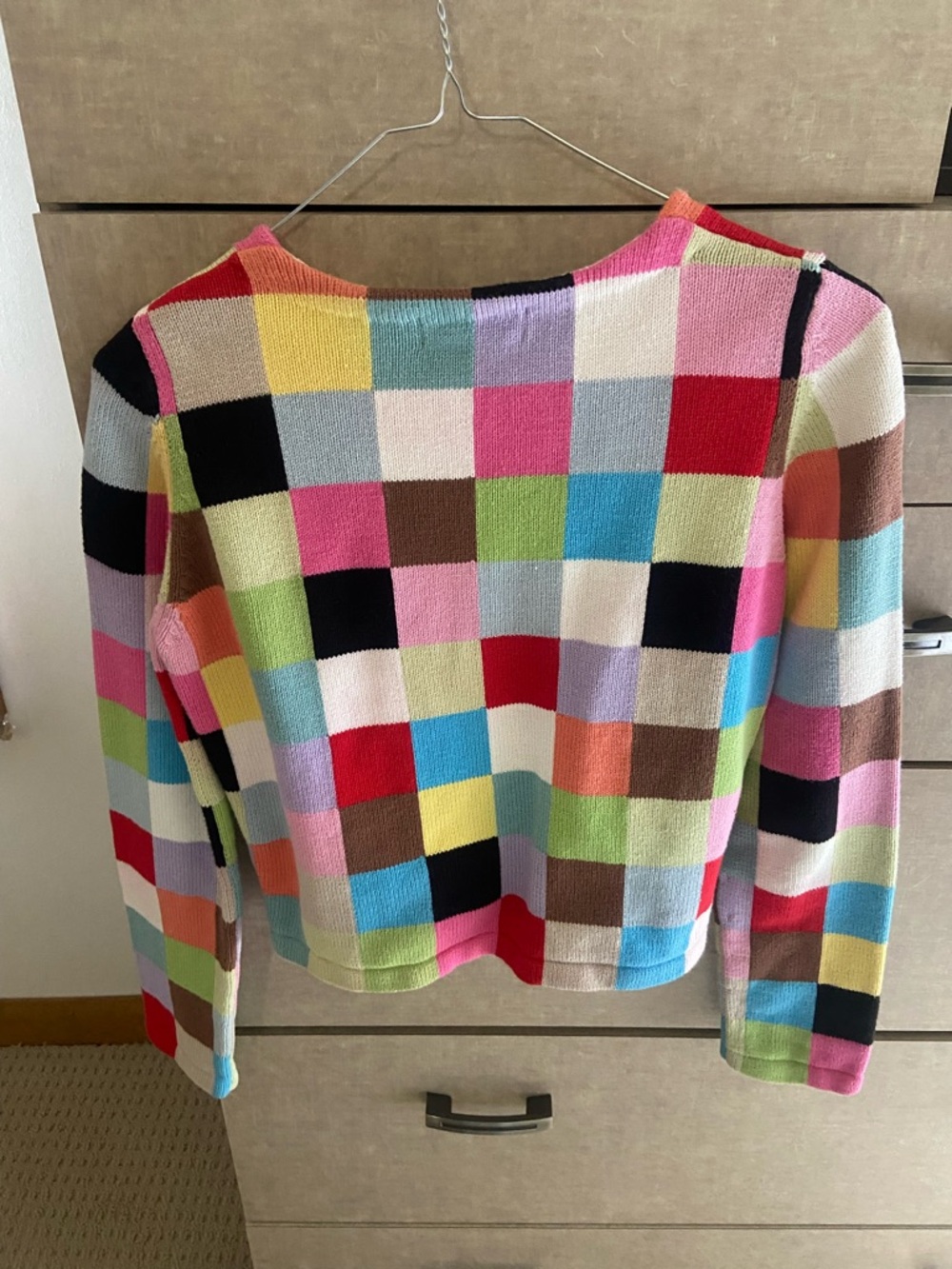 Vintage Sorbet Multicolor Checkered Zip Cardigan - Bright Patchwork - Picture 2 of 7